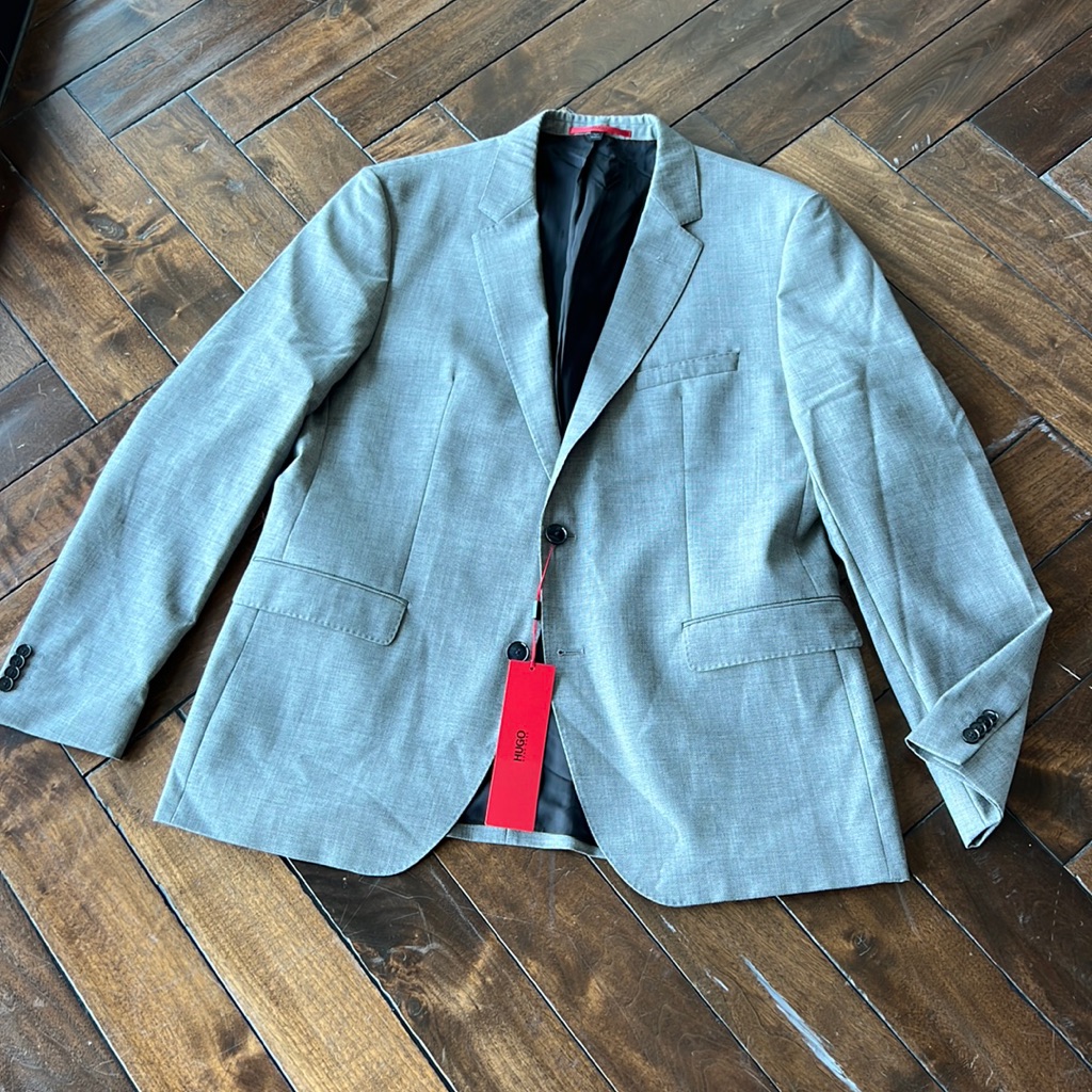 Hugo Boss Red Label Regular Fit 44r Made In Bulgaria Textured Gray Sport Coat